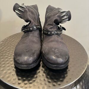 A.S.98 Black Ankle Boots with Silver Accents